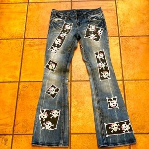 Z2 Brand Jeans 28” x 30 Embellished skulls 1ofAkind